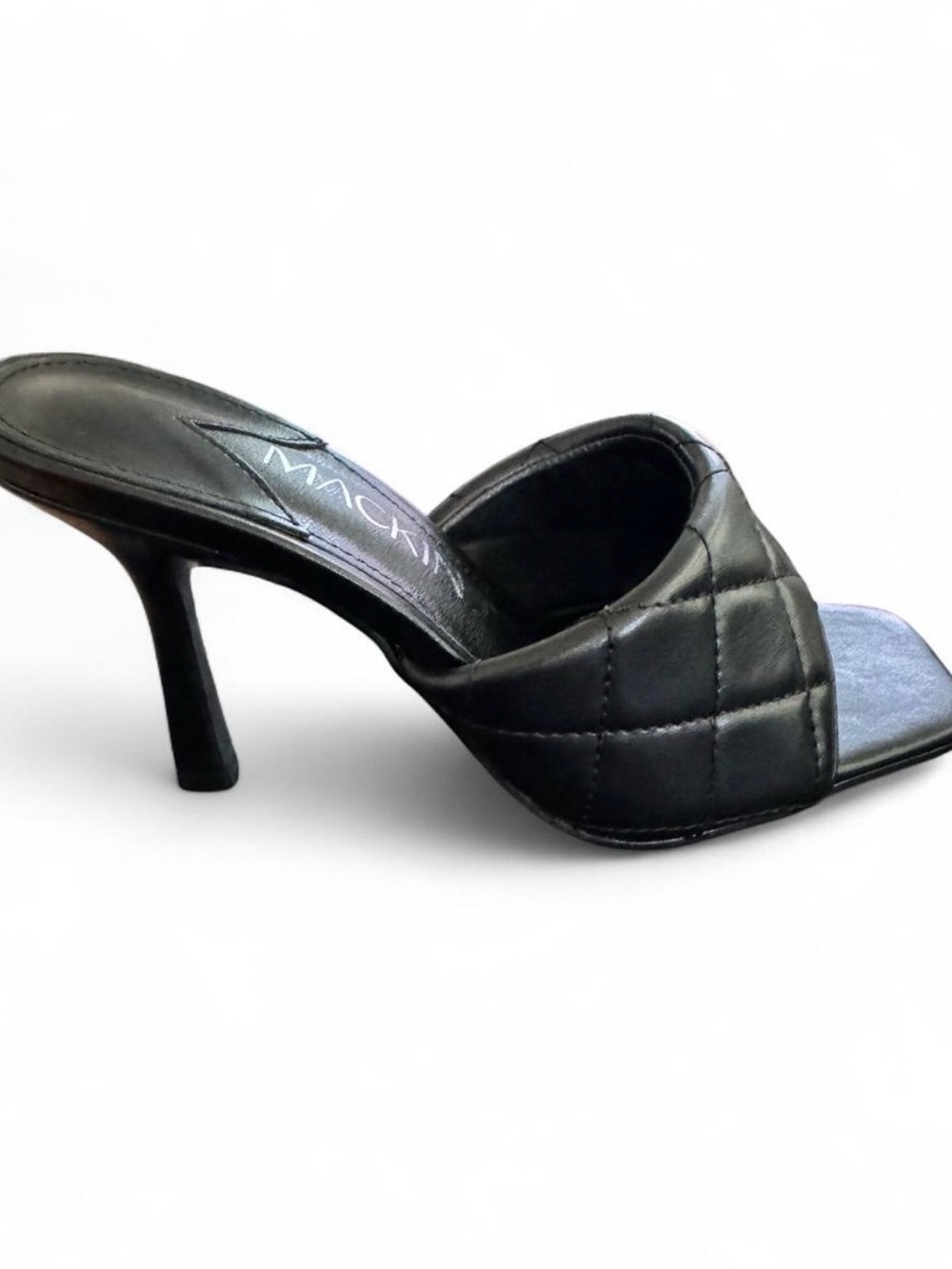 Mackin Black Quilted Slide Heels for Women